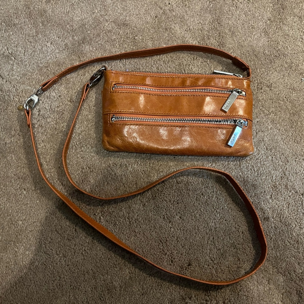 HOBO Original Brown Leather Crossbody Bag with silver accents